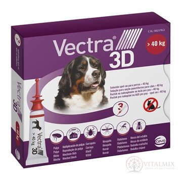 VECTRA 3D spot-on psy XL (>40 kg) roztok na kožu (aplikátor-červený) 3x8 ml obrázok